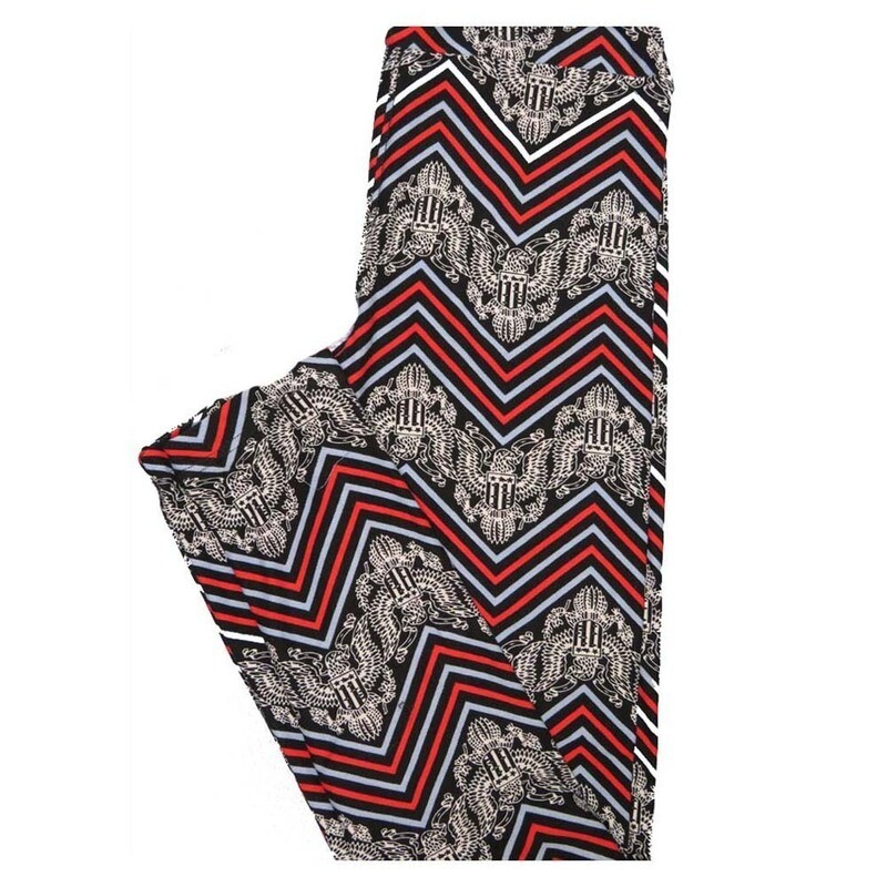 LuLaRoe Tween Geometric American Bald Eagle Zig Zag Stripe Leggings fits Adult Adult Sizes 00-0