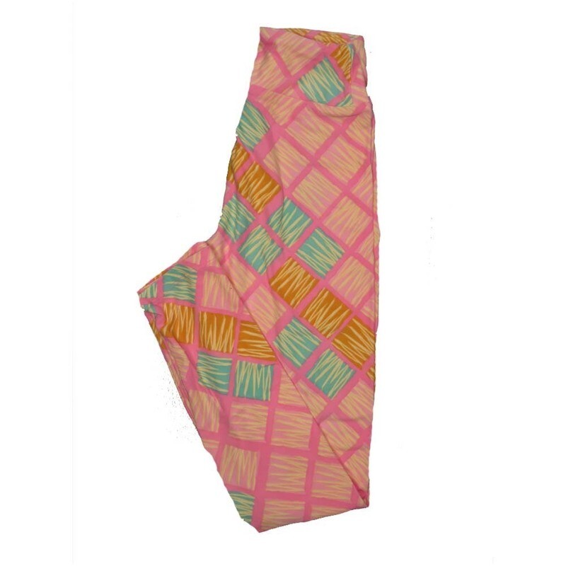 LuLaRoe Tween Geometric Checkerboard Stripe Leggings fits Adult Adult Sizes 00-0