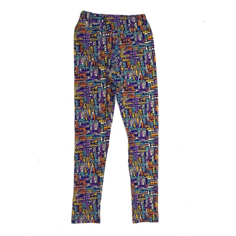 LuLaRoe Tween Geometric Multicolor Trapezoid Diamond Pyramids Triangles fits Adult Leggings Adult Sizes 00-0