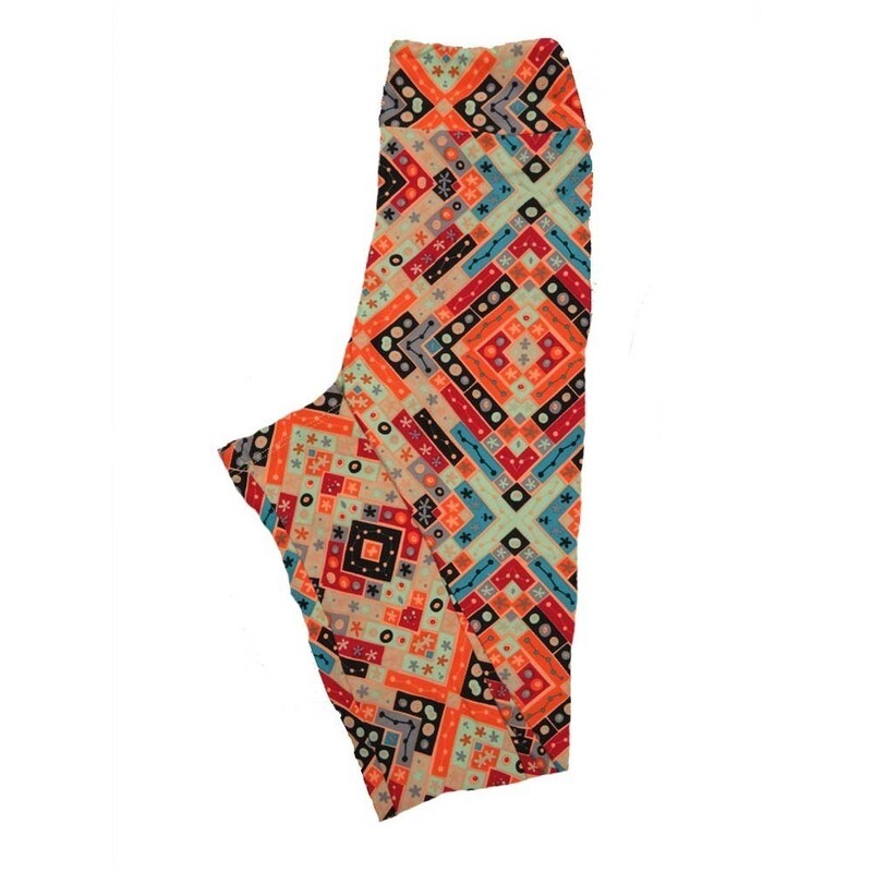LuLaRoe Tween Geometric Patchwork Polka Dot Leggings fits Adult Adult Sizes 00-0
