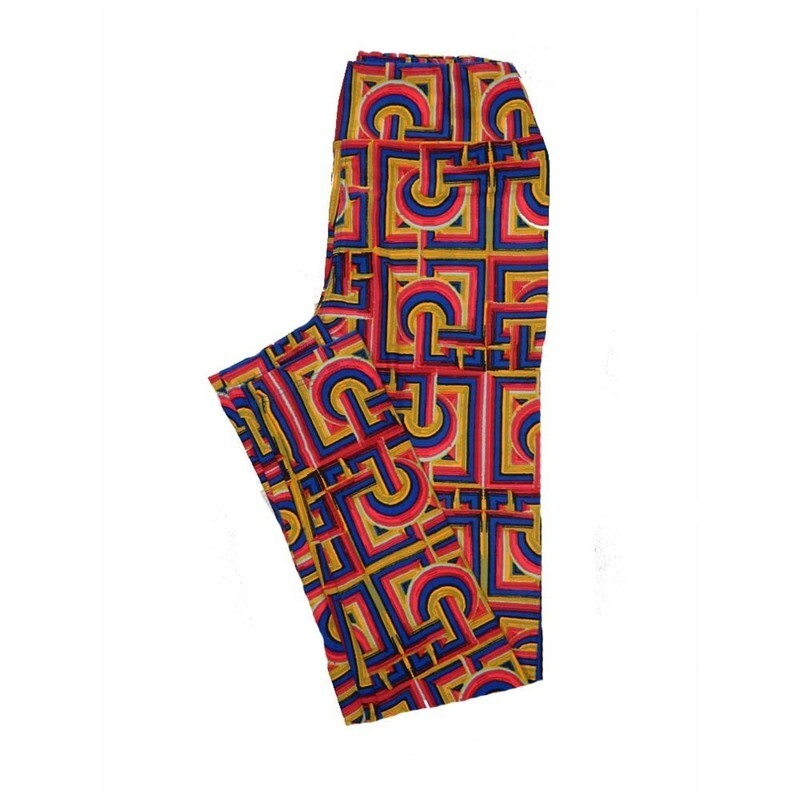 LuLaRoe Tween Geometric Twisted Rainbow Leggings fits Adult Adult Sizes 00-0