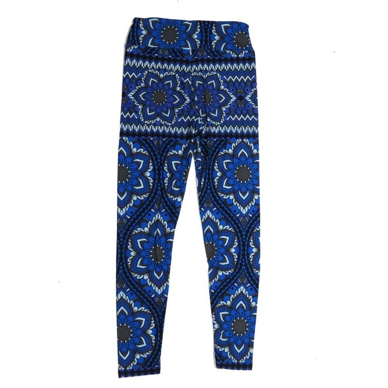 LuLaRoe Tween Mandalas Blue Red White Black Leggings fits Adult sizes 00-0 TWEEN-3388-B5