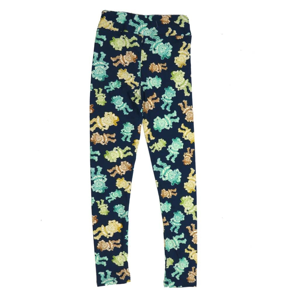 LuLaRoe Kids Large/XL LXL Lucky Irish Leprechaun Blue Green Gold Leggings fits sizes 7-12  LXL-2291-K