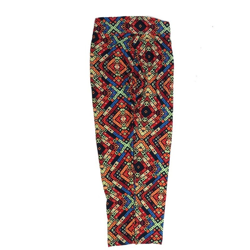 LuLaRoe One Size OS Trippy 70s Psychedlic Maze Black Blue Green Red OS-4424-X  Buttery Soft Womens Leggings fits Adults 2-10