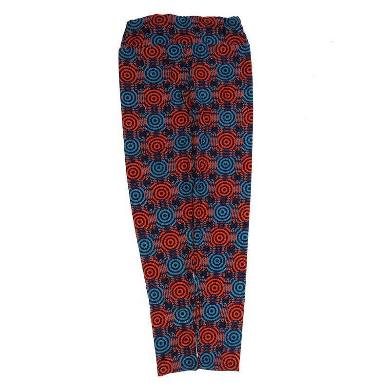 LuLaRoe One Size OS Trippy Psychedlic Circles Blue Red Black OS-4424-R  Buttery Soft Womens Leggings fits Adults 2-10