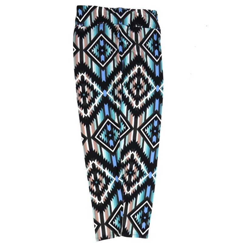 LuLaRoe One Size OS Trippy 70s Psychedlic Stripe Black White Blue Pink OS-4424-V  Buttery Soft Womens Leggings fits Adults 2-10