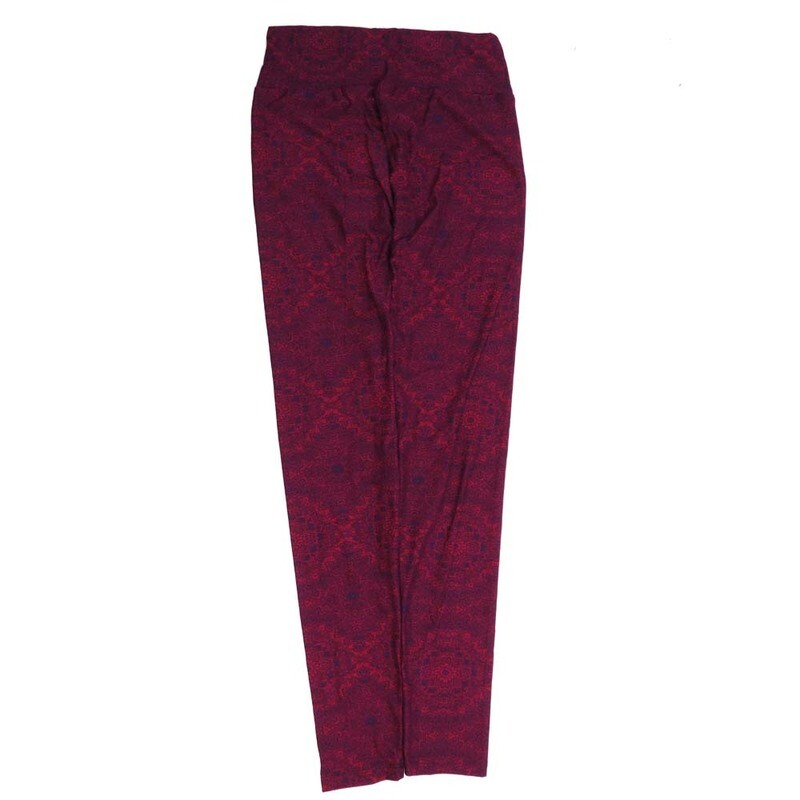 LuLaRoe One Size OS Mandalas Maroon OS-4422-S  Buttery Soft Womens Leggings fits Adults 2-10