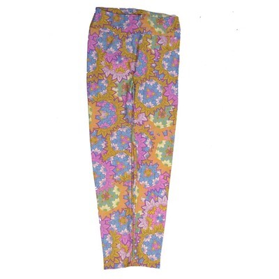LuLaRoe One Size OS Mandalas Floral Blue Yellow Green Purple OS-4423-M  Buttery Soft Womens Leggings fits Adults 2-10