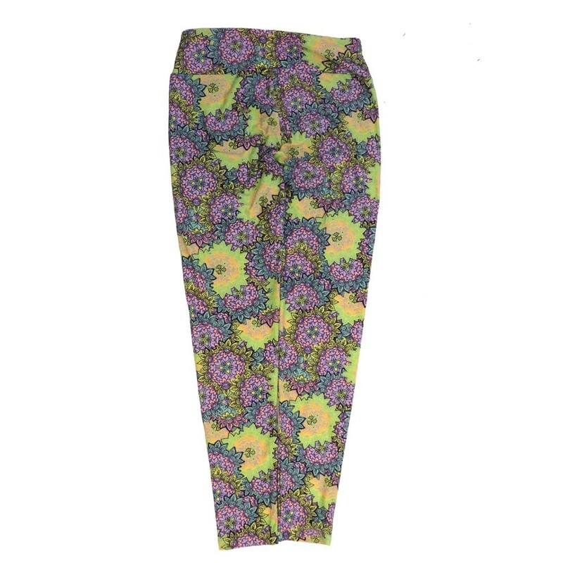 LuLaRoe One Size OS Mandalas Floral Blue Green Cream OS-4422-ZC  Buttery Soft Womens Leggings fits Adults 2-10