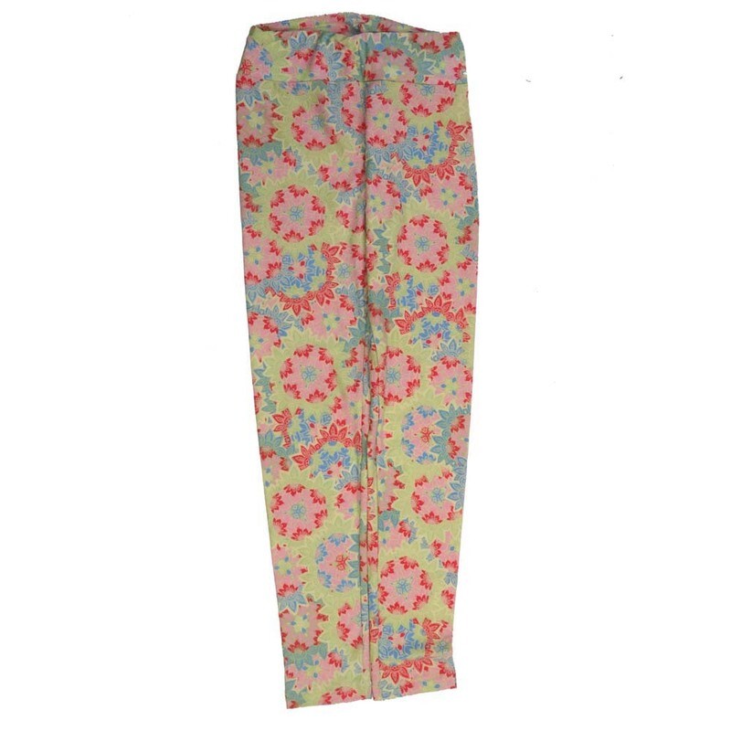 LuLaRoe One Size OS Mandala Blue Red Cream OS-4422-O3  Buttery Soft Womens Leggings fits Adults 2-10