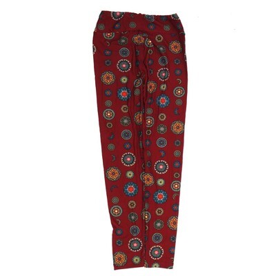 LuLaRoe One Size OS Mandalas Maroon Red White Blue black OS-4422-W  Buttery Soft Womens Leggings fits Adults 2-10