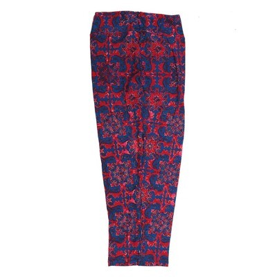 LuLaRoe One Size OS Mandalas Red Blue OS-4423-D  Buttery Soft Womens Leggings fits Adults 2-10