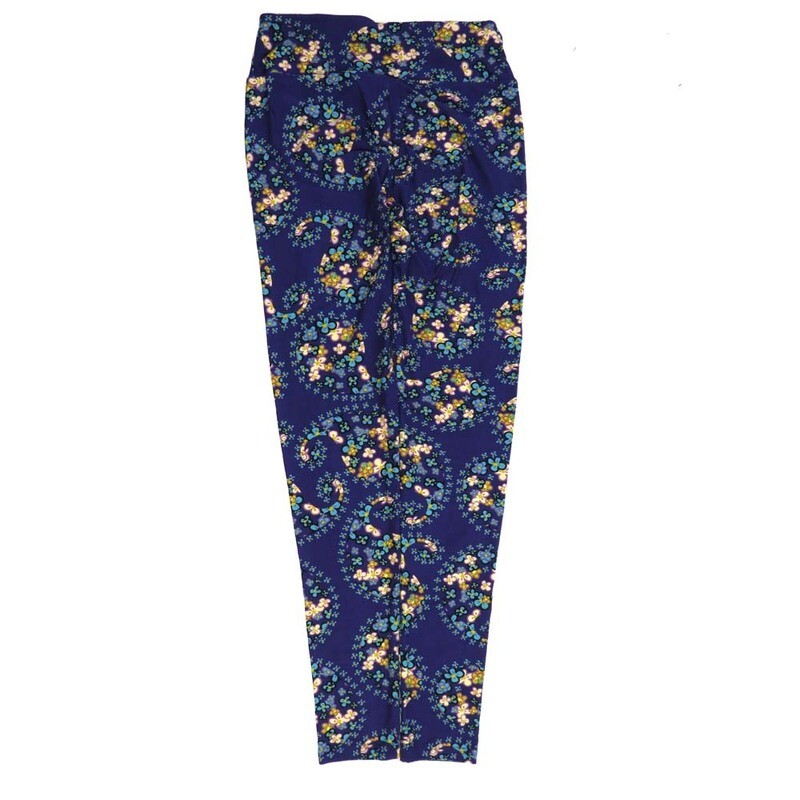 LuLaRoe One Size OS Paisley Blue White Yellow Purple OS-4423-G  Buttery Soft Womens Leggings fits Adults 2-10