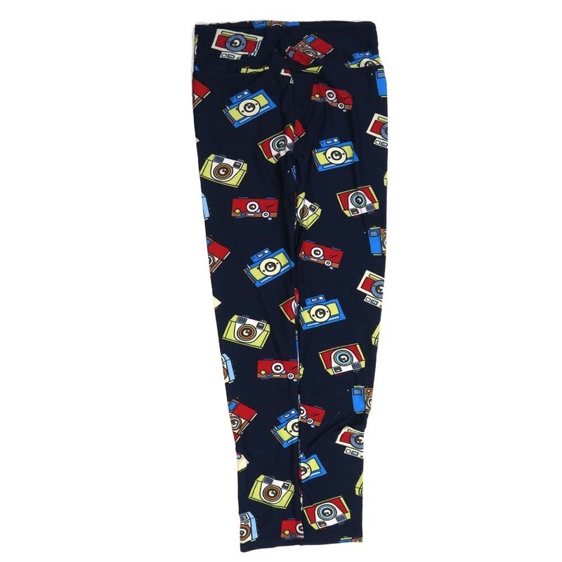 LuLaRoe One Size OS Old School Classic Cameras Blue Red Whtie Yellow Green OS-4425-U  Buttery Soft Womens Leggings fits Adults 2-10
