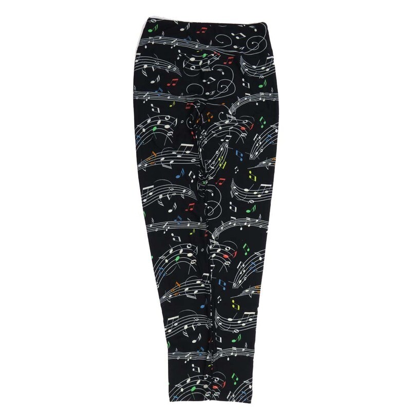 LuLaRoe One Size OS Musical Notes Clefs Black White Blue Yellow OS-4425-T  Buttery Soft Womens Leggings fits Adults 2-10