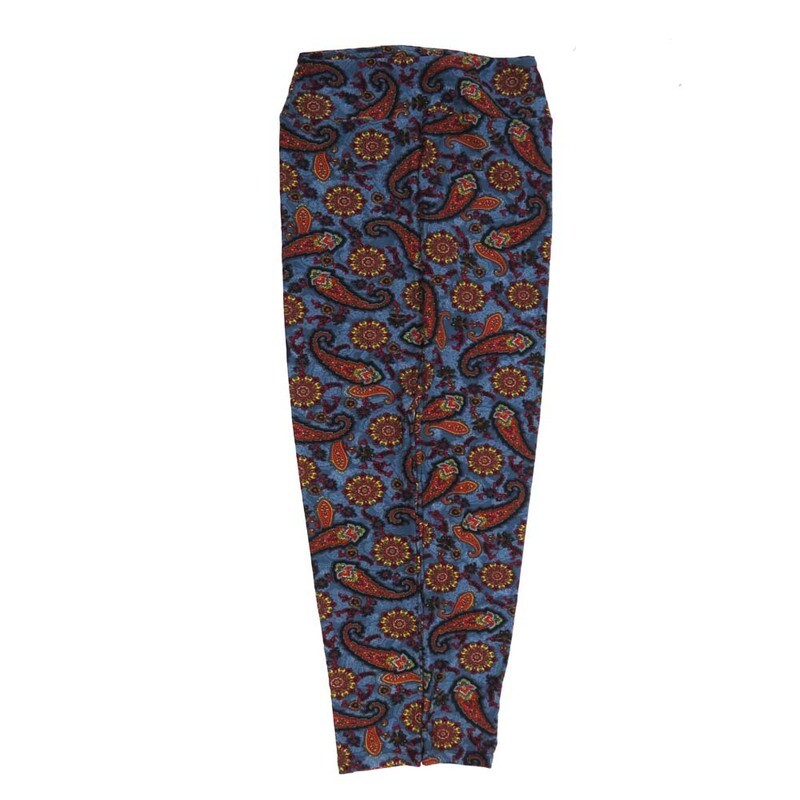 LuLaRoe One Size OS Paisley Red Yellow Blue Black OS-4422-X  Buttery Soft Womens Leggings fits Adults 2-10