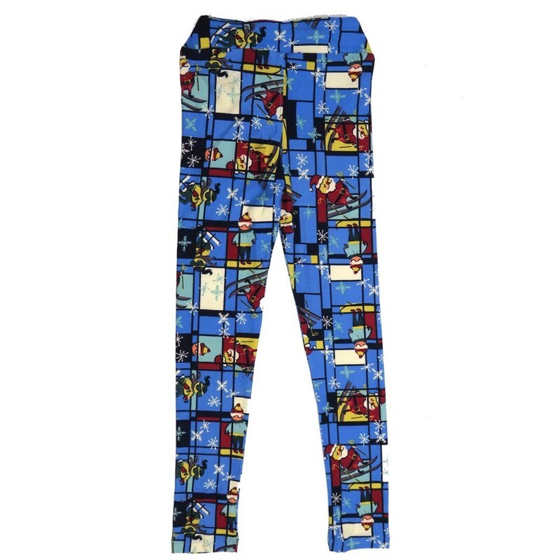 LuLaRoe Kids Large/XL LXL Christmas Holidays Santa Claus Skiiing Blue Windowpanes Red Black White Leggings fits sizes 7-12 LXL-2290-O LuLaRoe Kids Large/XL LXL Christmas Holidays Santa Claus Skiiing Blue Windowpanes Red Black White Leggings fits sizes 7-12 LXL-2290-O