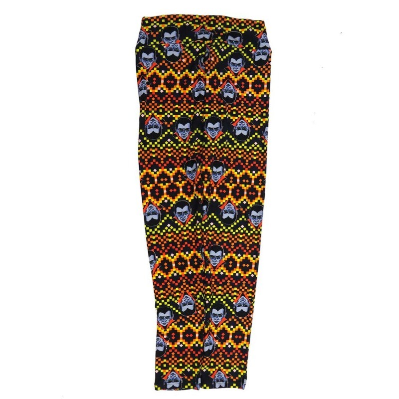 LuLaRoe One Size OS Halloween Dracula Stripe Polka Dot Black Gray Yellow Red OS-4424-ZN  Buttery Soft Womens Leggings fits Adults 2-10