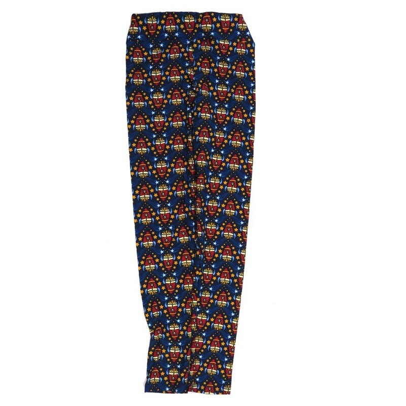 LuLaRoe Tween Rocketships Blue Red White Black Leggings fits Adult sizes 00-0 TWEEN-3402- F