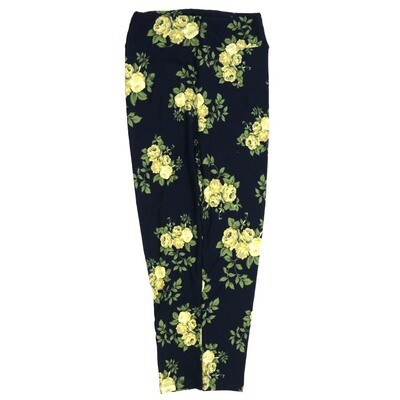 LuLaRoe One Size OS Roses Black Yellow Green OS-4427-ZE  Buttery Soft Womens Leggings fits Adults 2-10