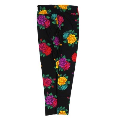 LuLaRoe One Size OS Roses Black Yellow Red Pink OS-4427-ZC  Buttery Soft Womens Leggings fits Adults 2-10