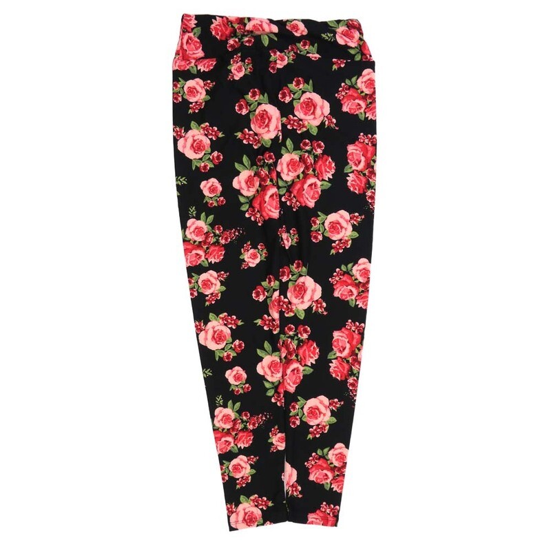 LuLaRoe One Size OS Roses Black Pink OS-4427-Y2  Buttery Soft Womens Leggings fits Adults 2-10