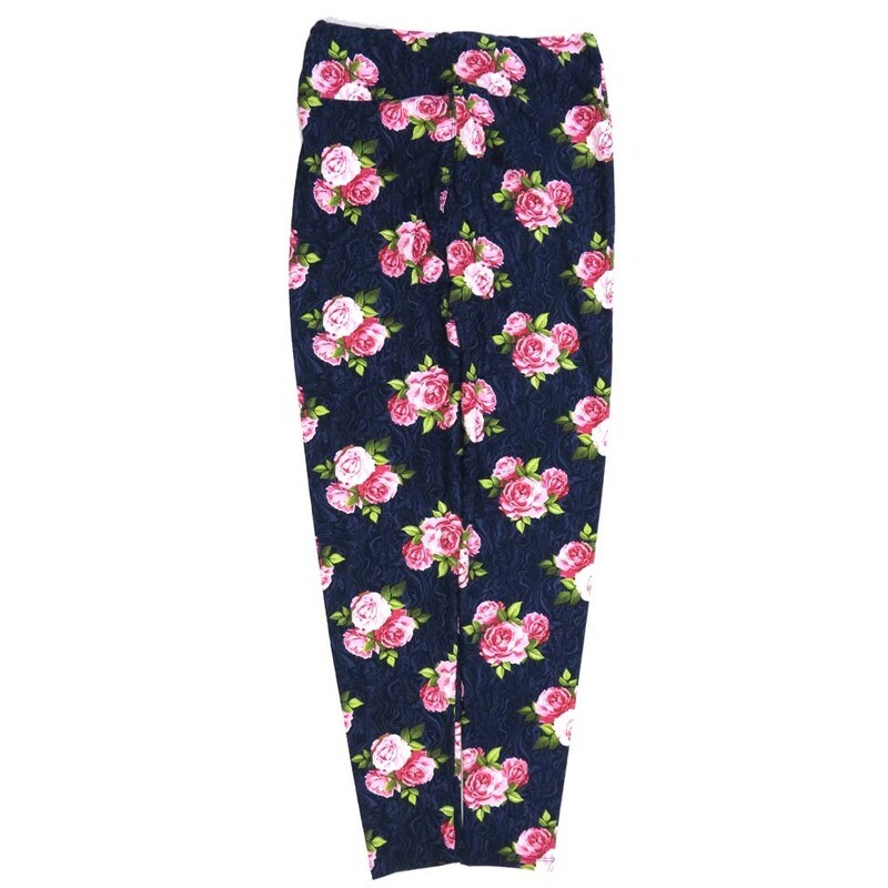 LuLaRoe One Size OS Roses Black Pink White Green OS-4427-ZM  Buttery Soft Womens Leggings fits Adults 2-10