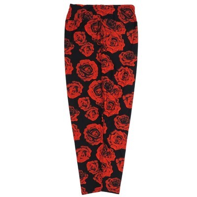 LuLaRoe One Size OS Roses Black Red OS-4427-ZH Buttery Soft Womens Leggings fits Adults 2-10
