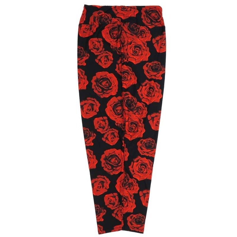 LuLaRoe One Size OS Roses Black Red OS-4427-ZH  Buttery Soft Womens Leggings fits Adults 2-10
