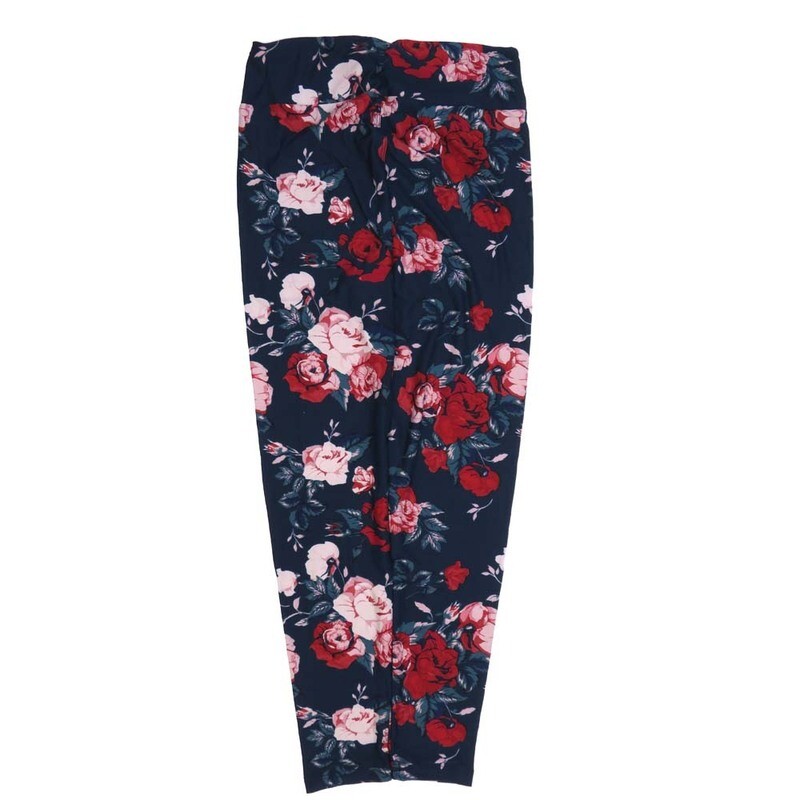 LuLaRoe One Size OS Roses Blue Red Pink OS-4427-Z  Buttery Soft Womens Leggings fits Adults 2-10