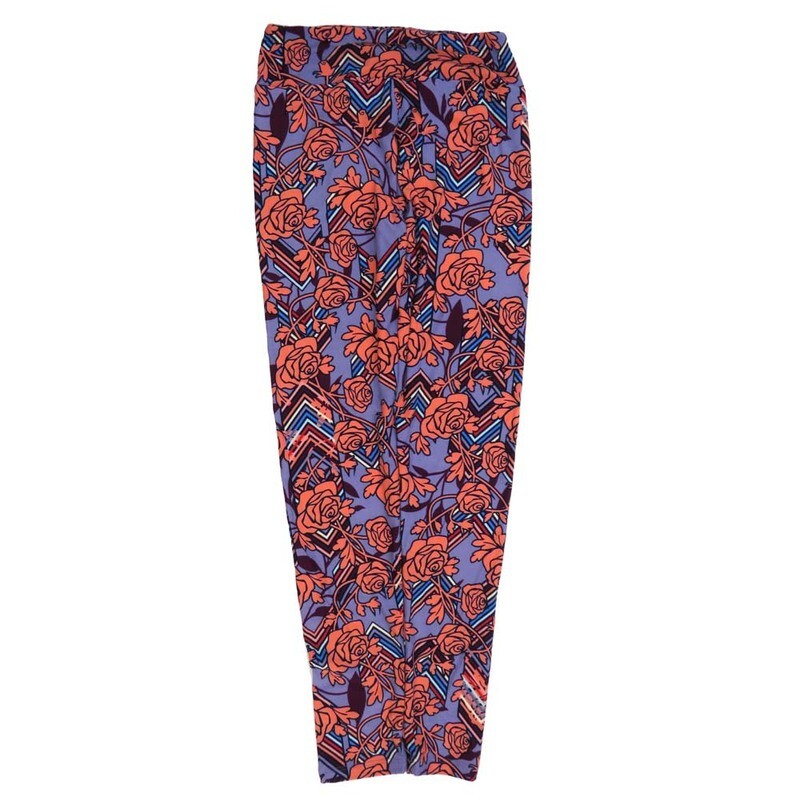 LuLaRoe One Size OS Roses Chevrons Blue Black Pink White OS-4427-ZK  Buttery Soft Womens Leggings fits Adults 2-10