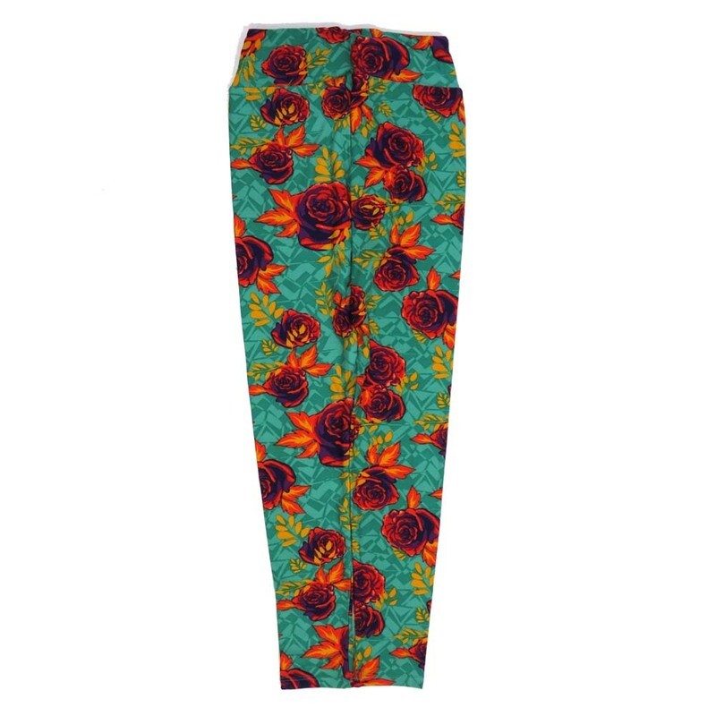 LuLaRoe One Size OS Roses Gray Redk Pink Green OS-4428-A  Buttery Soft Womens Leggings fits Adults 2-10