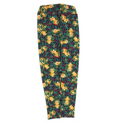 LuLaRoe One Size OS Roses Gray Yellow Green OS-4427-ZJ Buttery Soft Womens Leggings fits Adults 2-10