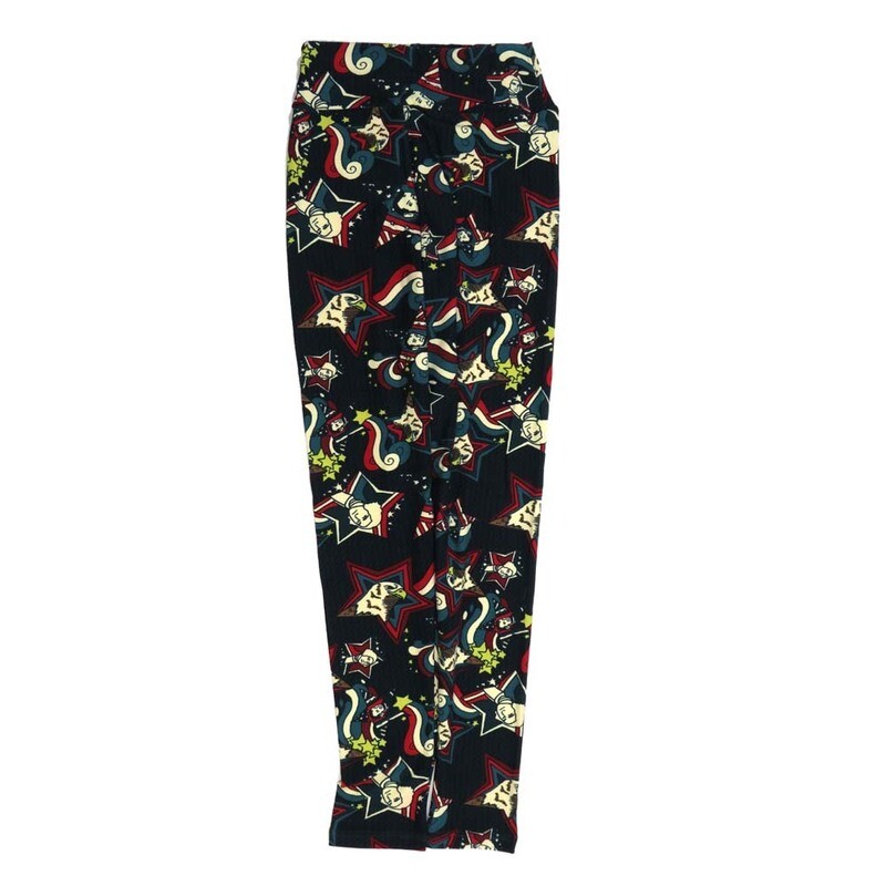 LuLaRoe Tween Americana USA Bald Eagle Washington Lincoln Black Blue White Red Leggings fits Adult sizes 00-0 TWEEN-3400-ZN