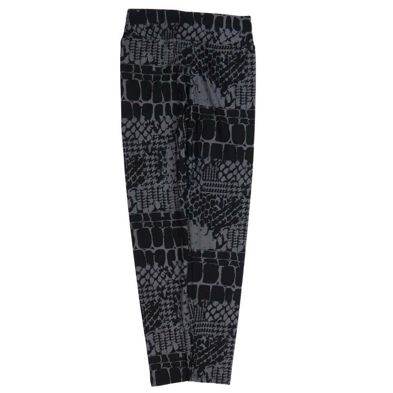 LuLaRoe Tween Alligator Crocodile Patchwork Skin Black Gray Leggings fits Adult sizes 00-0 TWEEN-3402-ZC