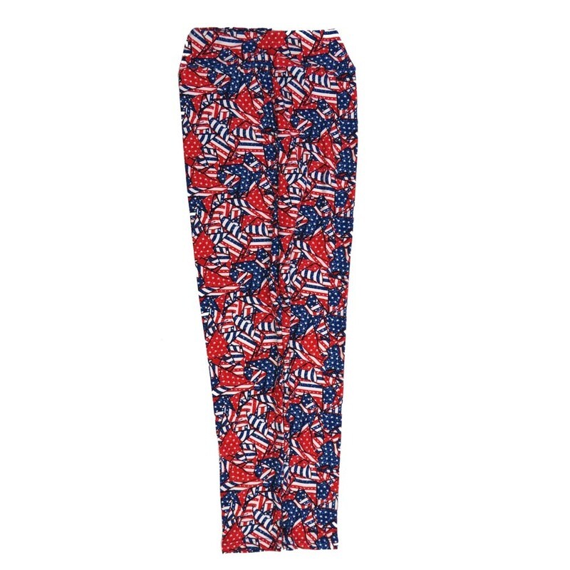 LuLaRoe Tween Americana USA Stars and Stripes Flag Red White Blue Leggings fits Adult sizes 00-0 TWEEN-3400-ZJ