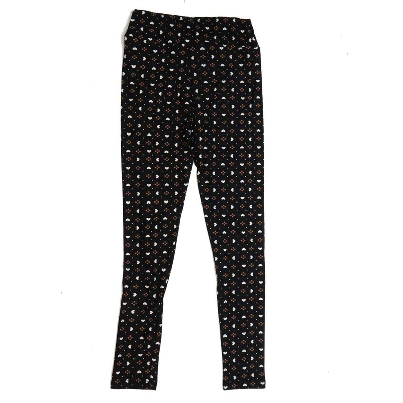 LuLaRoe Tween Valentines Hearts Polka Dot Black Red Pink Leggings fits Adult sizes 00-0 TWEEN-3388-G4