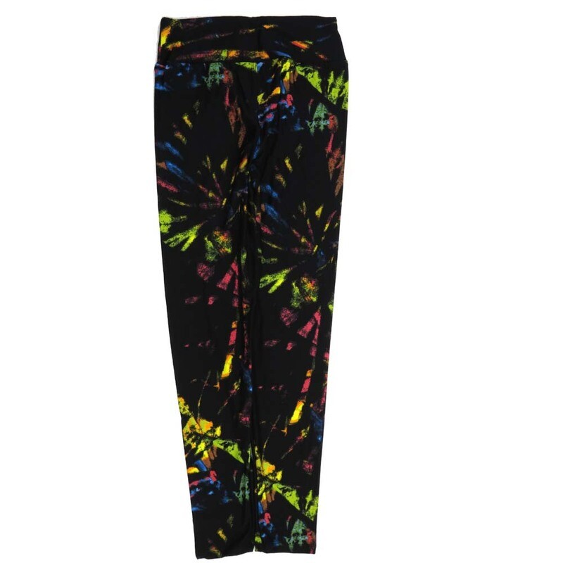 LuLaRoe Tween Tye Dye Black Yellow Blue Red Purple Leggings fits Adult sizes 00-0 TWEEN-3402-MN