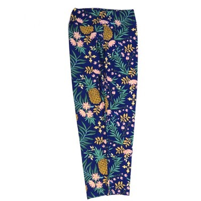 LuLaRoe One Size OS Pineapples Lotus Flowers Blue Yellow Pink White OS-4425-ZC2  Buttery Soft Womens Leggings fits Adults 2-10