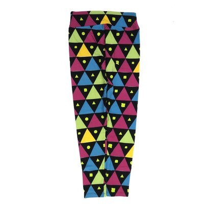 LuLaRoe One Size OS Polka Dot Triangles Squares Yellow on Black Blue Pink OS-4422-G2 Buttery Soft Womens Leggings fits Adults 2-10