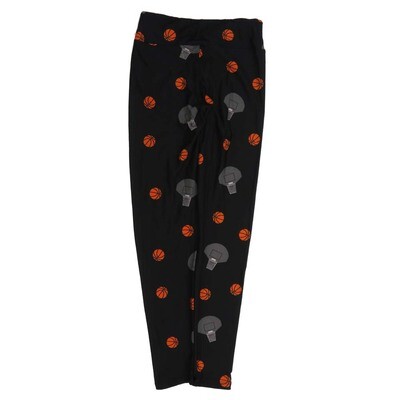 LuLaRoe Tween Basketball Goal Hoop Black Gray Orange Leggings fits Adult sizes 00-0 TWEEN-3402-Y