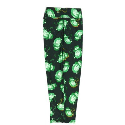 LuLaRoe Tween Lucky Irish Leprechaun Smoking bubble Pipe Black Green Leggings fits Adult sizes 00-0 TWEEN-3400-S