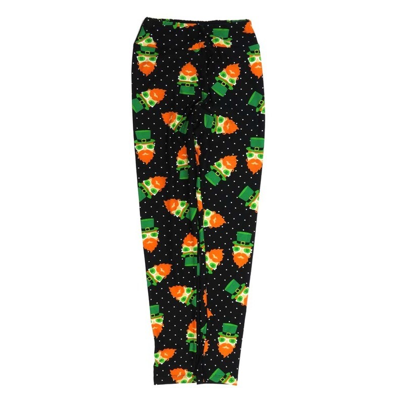 LuLaRoe Tween Lucky Irish Leprechaun Wearing Shades  Black White Polka Dot Leggings fits Adult sizes 00-0 TWEEN-3400-T