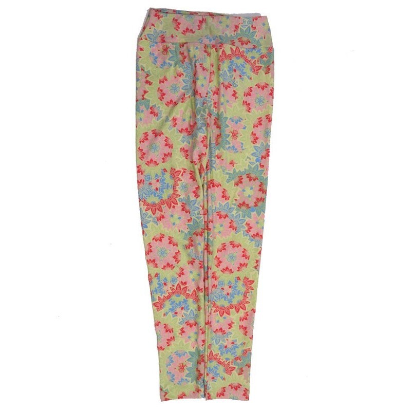 LuLaRoe Tween Mandala Cream Blue Purple Orange Leggings fits Adult sizes 00-0 TWEEN-3401-ZI2