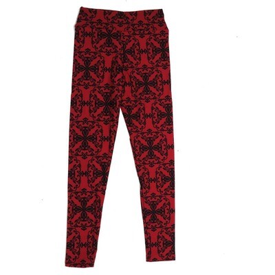 LuLaRoe Tween Mandalas Ornate Red Black Leggings fits Adult sizes 00-0 TWEEN-3388-E4