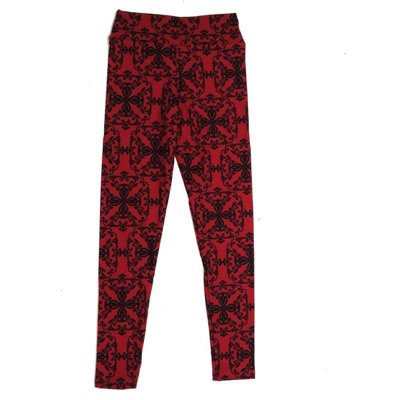 LuLaRoe Tween Mandalas Ornate Red Black Leggings fits Adult sizes 00-0 TWEEN-3388-E4