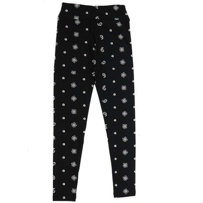 LuLaRoe Tween Paisley Mandala Polka Dot Black White Leggings fits Adult sizes 00-0 TWEEN-3387-A7