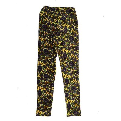 LuLaRoe Tween Paisley Yellow Black Leggings fits Adult sizes 00-0 TWEEN-3392-O