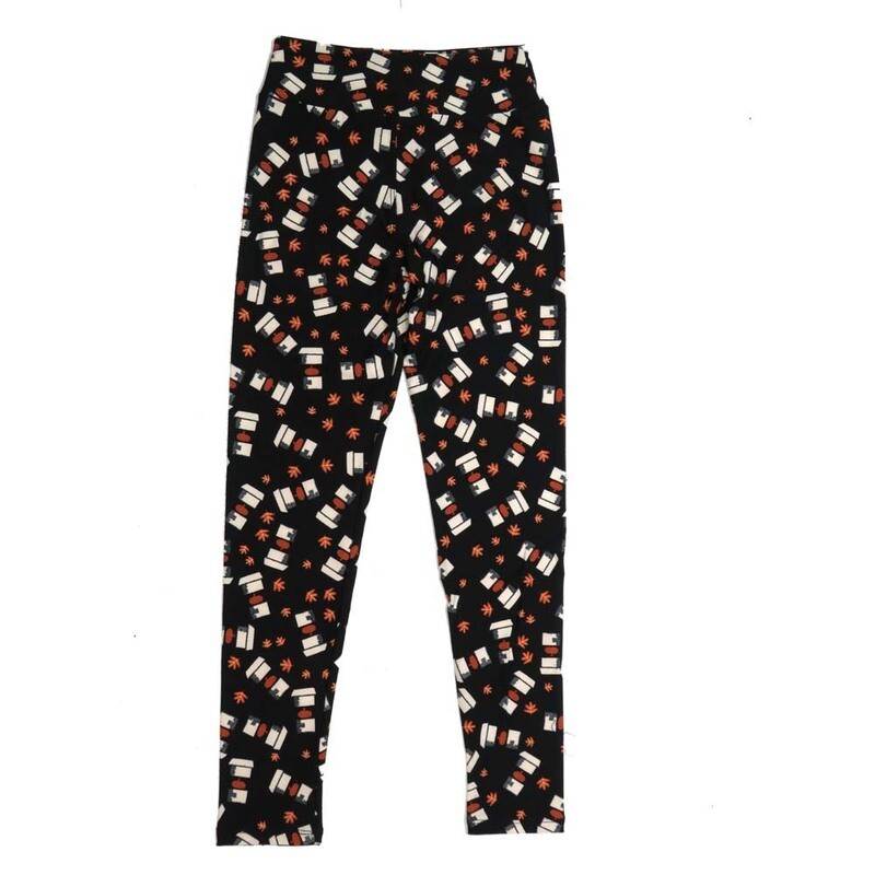 LuLaRoe Tween Pumkin Spice Latte Coffee Cup Black Orange White Black White Gray Leggings fits Adult sizes 00-0 TWEEN-3391-A2