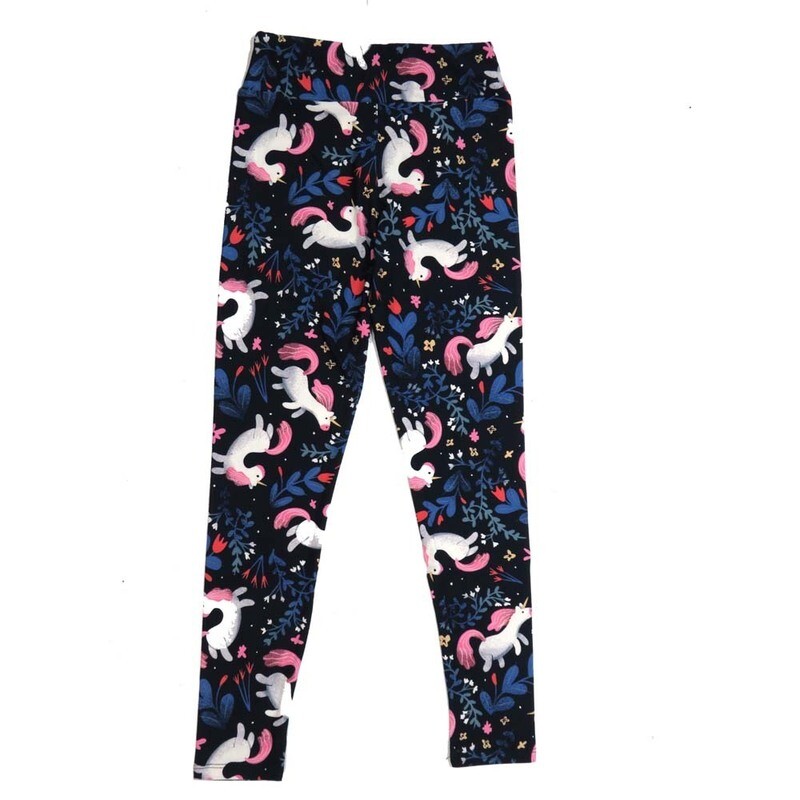 LuLaRoe Tween Unicorns Black White Purple Leggings fits Adult sizes 00-0 TWEEN-3389-A3